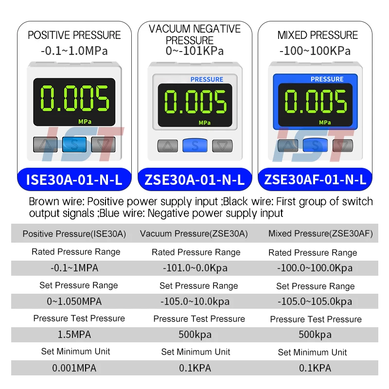 Pneumatic Digital Pressure Gauge Switch ZSE30A-01-N/ISE30A-N/DPS Automatic Control Vacuum Negative Pressure 3