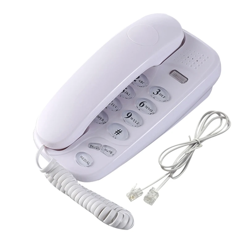 Wall Mounted Phone Fixed Landline Desktop Telephones with Call Light, Mute, and Redial Function Clear Sound QXNF