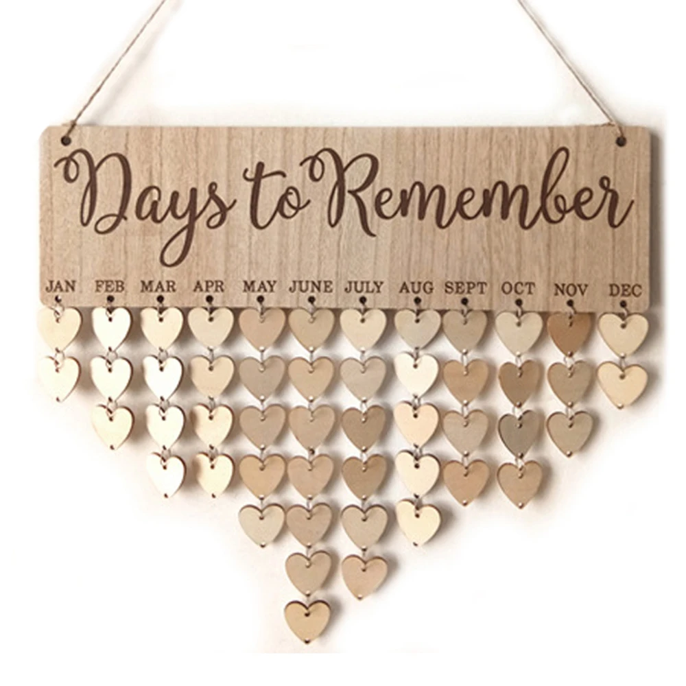 DIY Chritsmas Birthday Special Days Reminder Board Home Hanging Decor Wooden Calendar Sign Planner Board Hanging Ornament