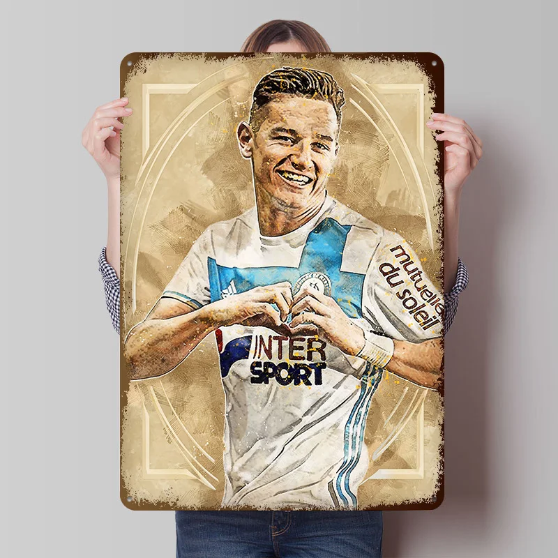 Póster de Florian Thauvin, arte de pared personalizado, carteles de Metal Vintage, placa de estaño Retro para hombre, cueva, decoración de oficina, dormitorio