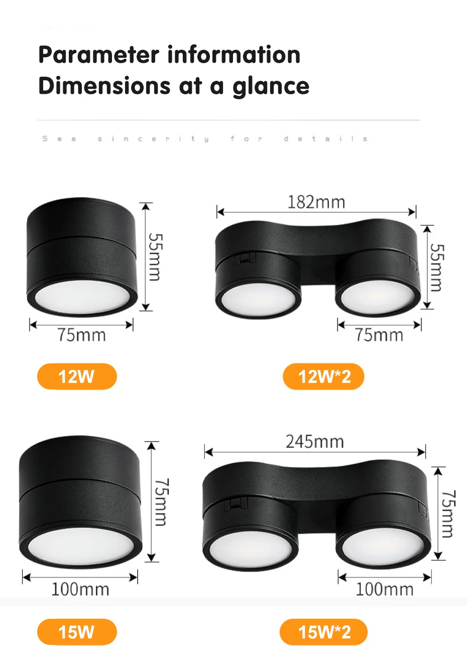 Led Downlight Foldable Indoor Spotlight Surface Mount Ceiling Spot Led Light Led Down Lamp For Living Room Hallway Bedroom light