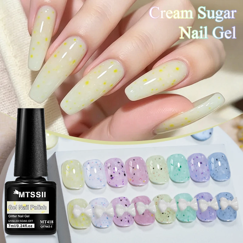7ml Cream Sugar Gel Nail Polish Glitter Effect Semi Permanent Soak Off UV LED Gel Varnish Nail Art Decorations Nail Supplies