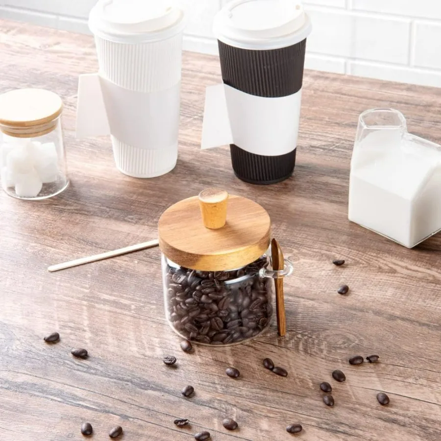 أدوات المطاعم، جرة تخزين زجاجية 16.9 أونصة، 1 جرة كوكي زجاجية قابلة للغسل في الأطباق، ختم محكم، حلوى شفافة صديقة للبرودة