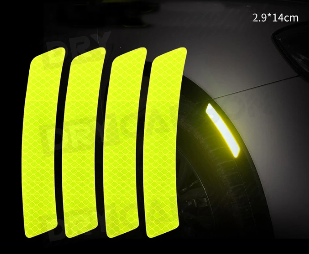 Car Bumper Reflective Warning Strip Stickers Wheel Rim Eyebrow Warn Light Reflector Protective Sticker Scratch Paster Body Kits