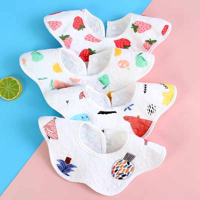 

Baby Feeding Bibs Cotton Waterproof Petal Infants Print Cartoon Saliva Towel Newborn Toddler Soft Burp Cloth Kid Bib 360 Degree