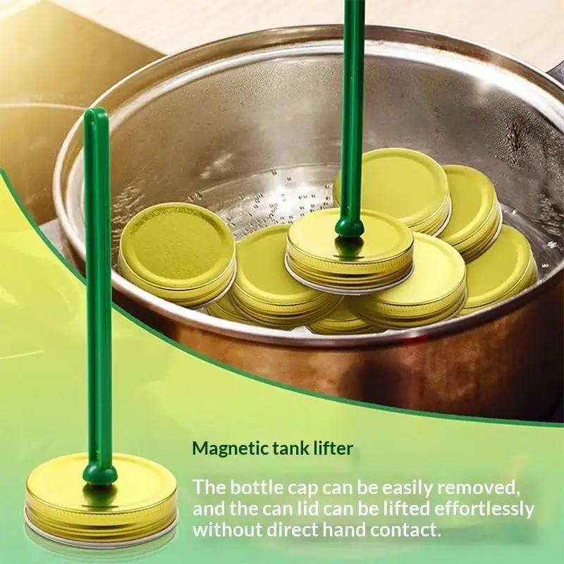 Multifunctional Magnetic Jar Lid Lifter With Bubble Remover & Scale Marks, Kitchen Canning Accessory for Homemade Jam
