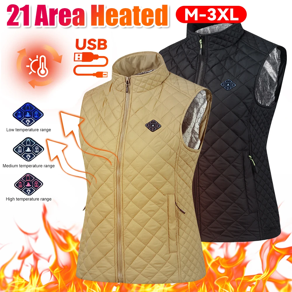 21 Heated Vest Zones Electric Heated Jackets Men Women Sportswear Heated Coat Graphene Heat Coat USB Heating Jacket For Camping