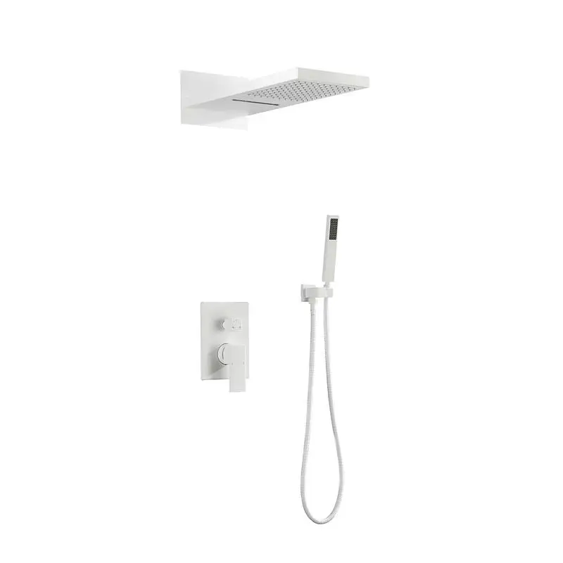 

Wall Mounted Rain Shower System with Waterfall Feature, Adjustable Height, Modern Design, Easy Installation, Includes All