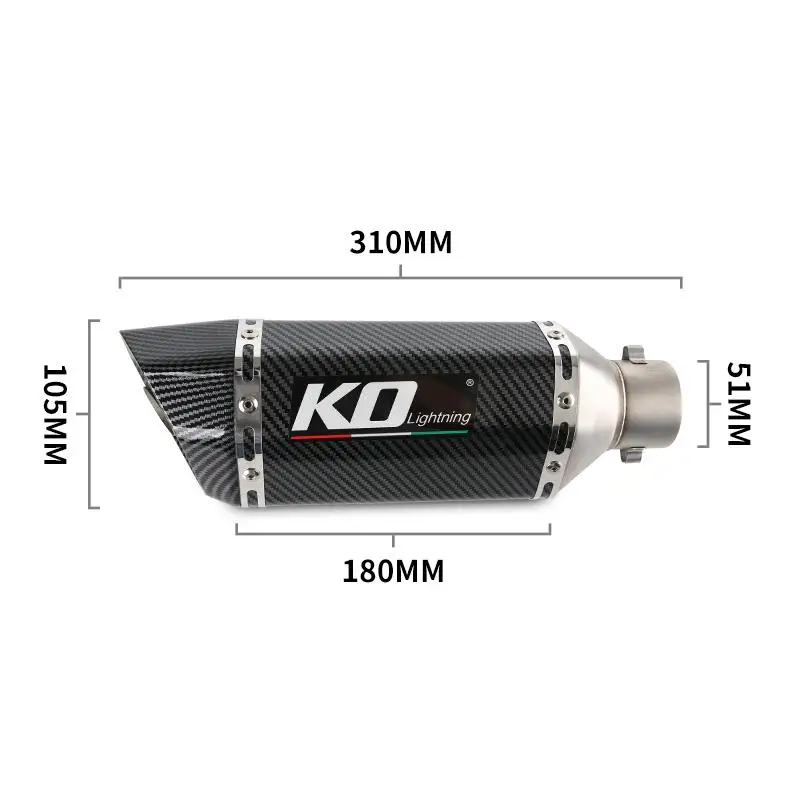 38-51MM Universal Motorcycle Exhaust Pipe Escape Muffler With Removable Db Killer Dirt Bike Scooter Atv 310mm All Aluminum