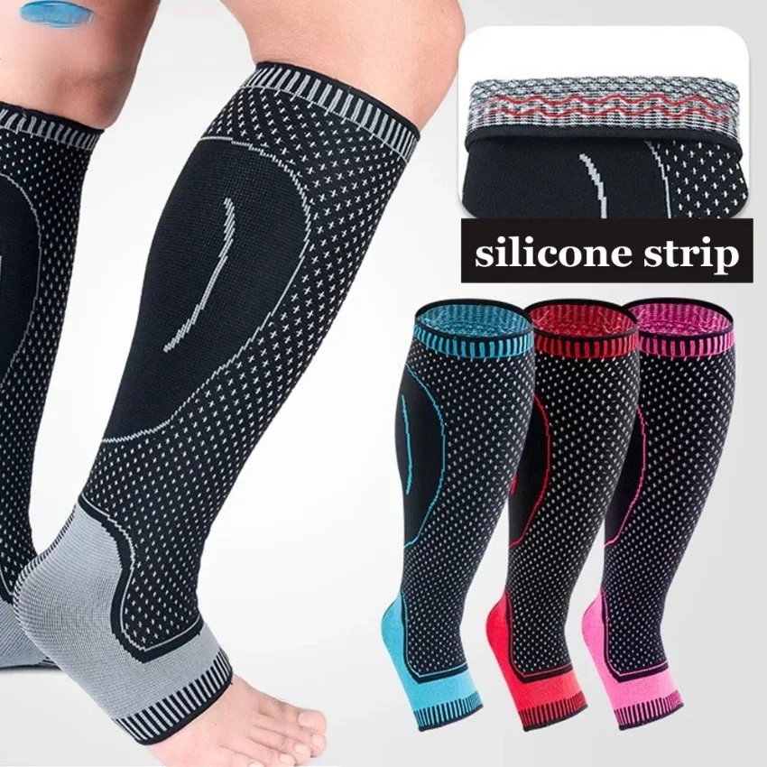 1pair Women Men Compression Calf Sleeve Support Suitable For Running Basketball Protection Calf Ankle Socks Open Toe Calf Socks