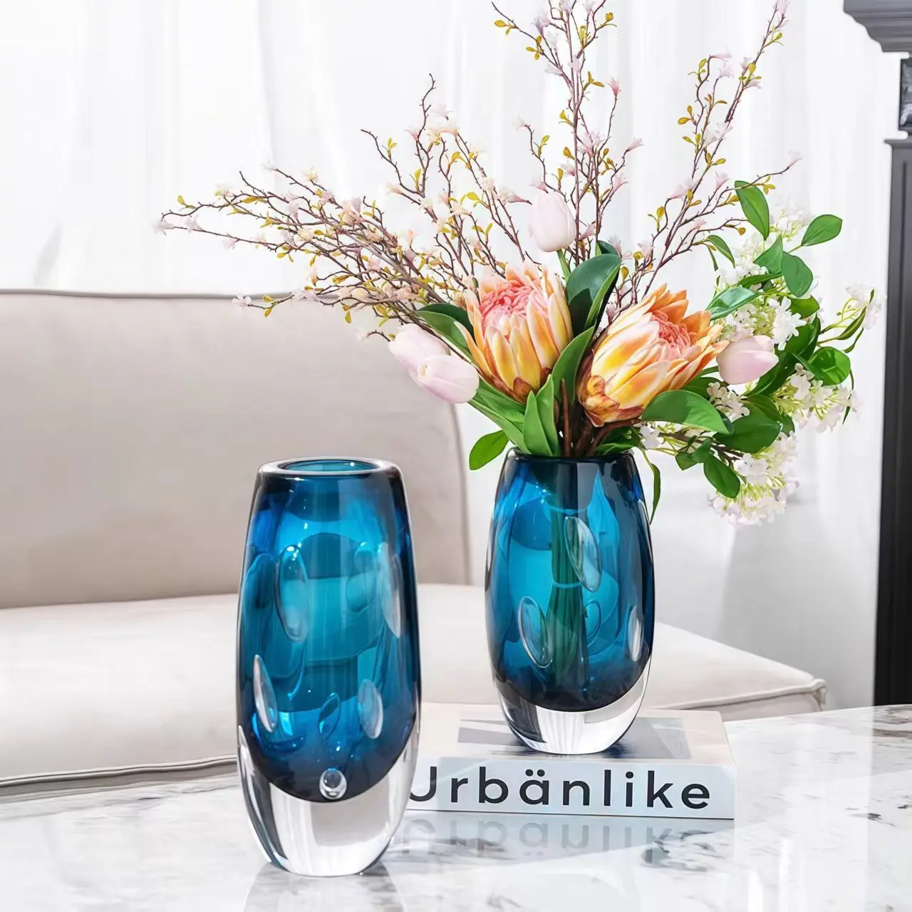DSA  Modern bubble glass vase home soft decoration office model room ornament