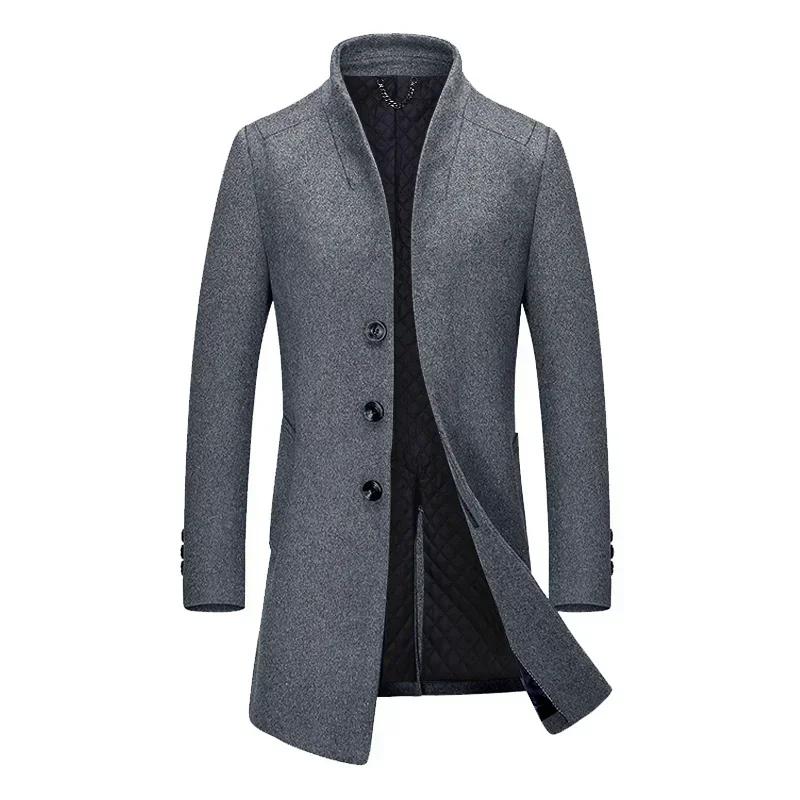 2023 High Quality New Fashion Everything Trend Trench Coat Men's Winter Wool Coat Men's Middle Age Thick Woolen Coat  M-4XL