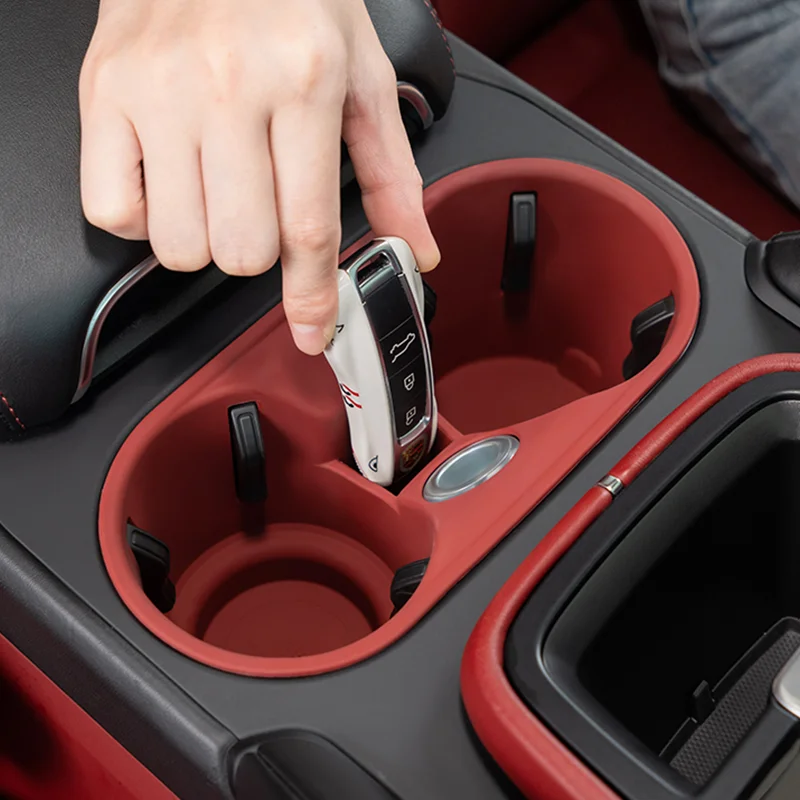 Silikonowy uchwyt samochodowy na kubek do Porsche Cayenne Macan Konsola środkowa Uchwyt na butelkę Wkładka antypoślizgowa Organizer napojów Akcesoria samochodowe