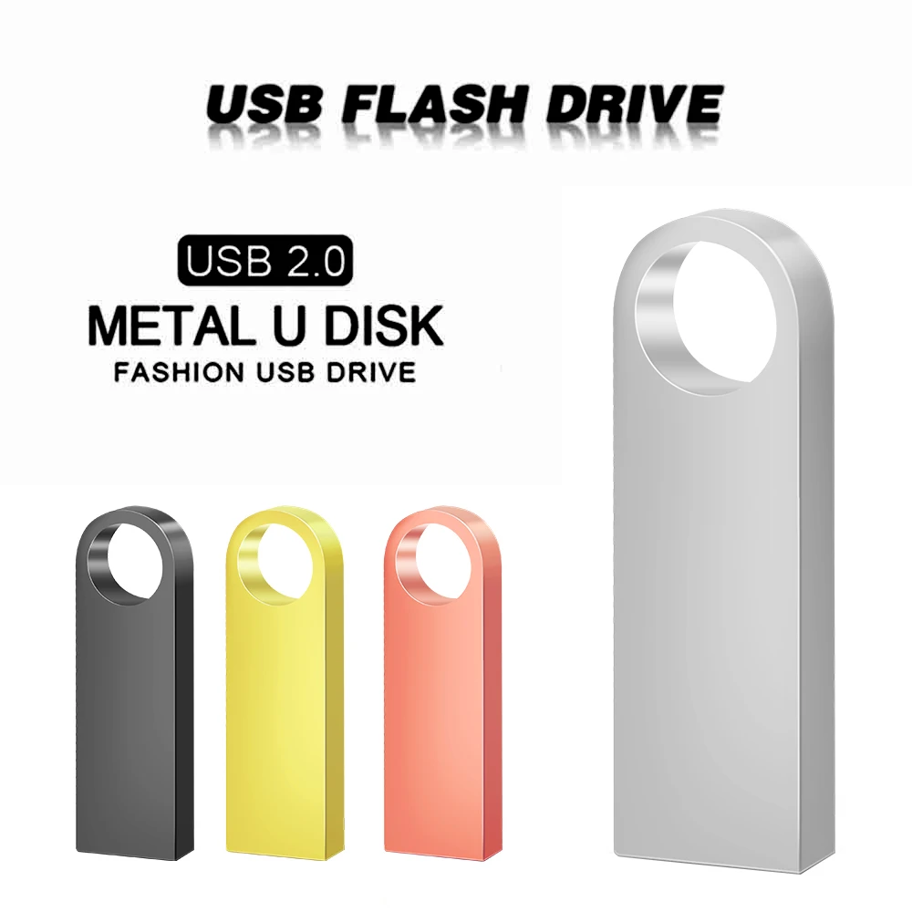 20 unids/lote logotipo gratis Pendrive 128GB USB llave dorada creativa USB 2,0 unidad Flash usb pendrive 4GB 8GB 16GB 32GB 64GB memoria