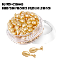 60pcs Fullerene Placenta Capsule Face Serum Hyaluronic Acid Facial Serum Moisturizing Whitening Firming Skin Repair Essence