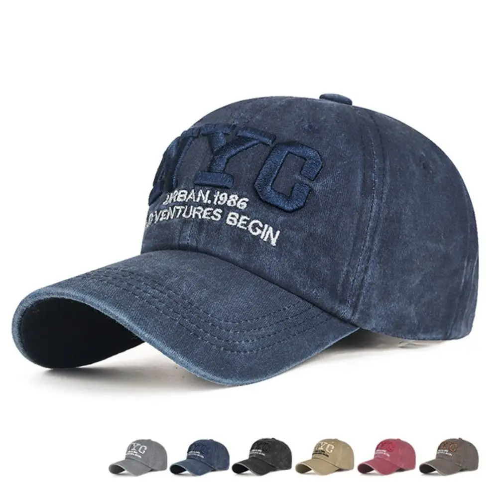 

NEW YORK NYC Embroidery Baseball Cap Cotton Adjustable Washed Snapback Baseball Cap Hip-hop Sunscreen Hats