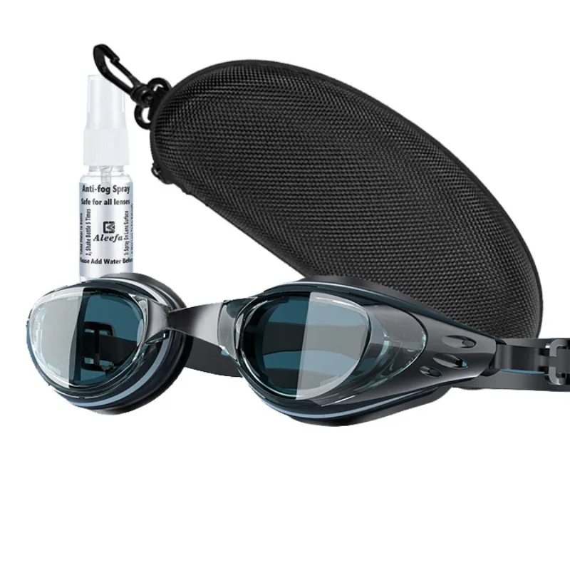 Lunettes de natation sur ordonnance personnalisées pour enfants adultes, antibuée, puissance différente gauche/droite (-6.0 à Plano), sangle réglable