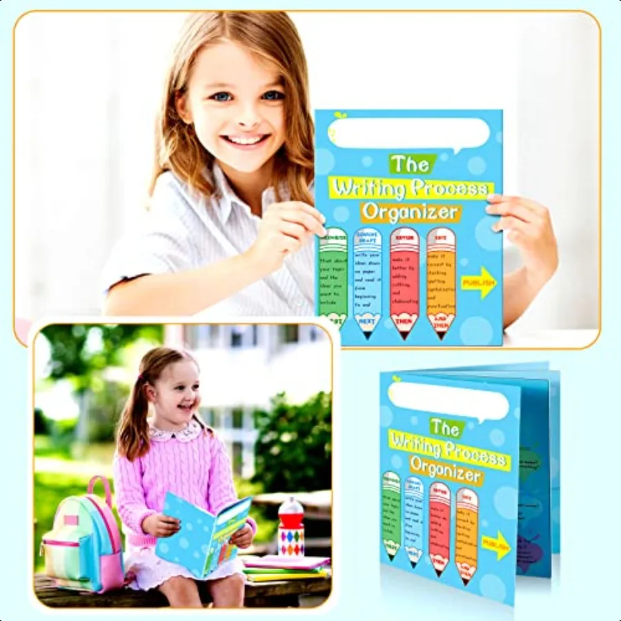 24 Pcs Writing Proc Pocket Folders Writing Proc 4 Pocket Laminated Student Folders School Folders with Pockets for Teacher Clas