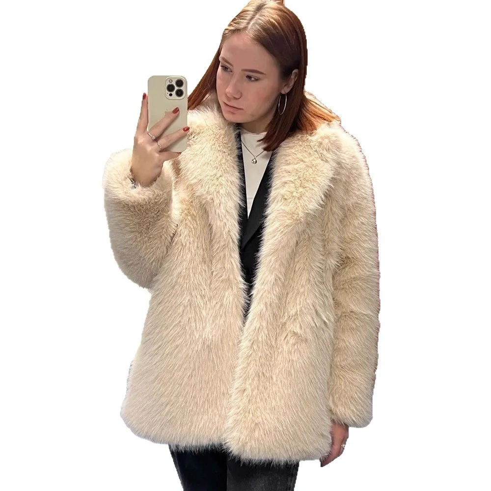 الحد الأدنى النساء الشتاء فو الثعلب الفراء سترة عادية أنيق الصلبة التلبيب طوق سيدة ايكو الفراء أبلى مترهل الإناث معطف فرو المنك #5