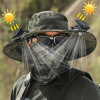 Anti-UV 2 Fans Hat Solar Charging &Air Cooling Fan Sun Hat Wide Brim Bucket Hat For Fisherman 2025 Men Hat Summer Cooler Sun Cap