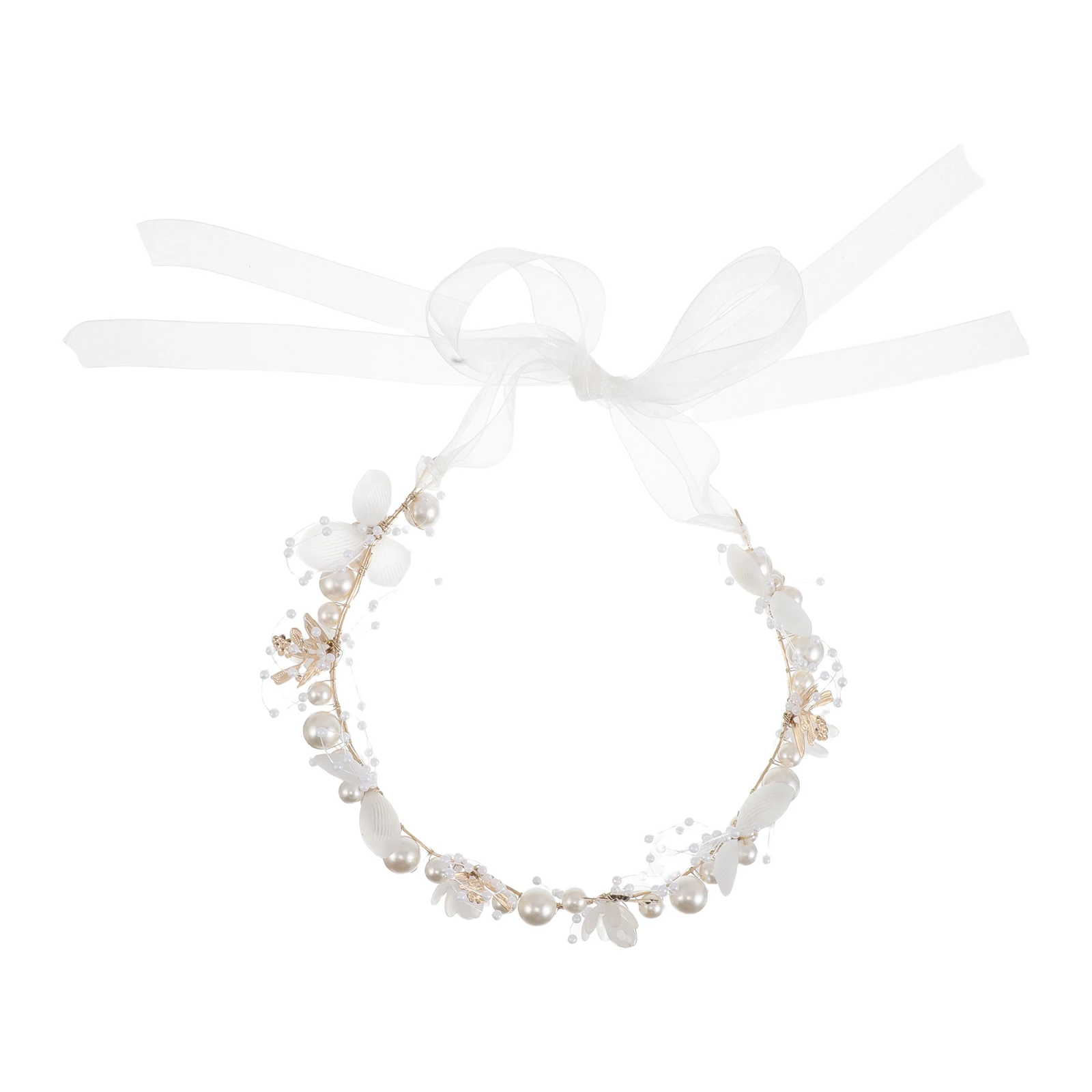 

Children Garland Headband Pearl Wreath Ribbon Girls Floral Hawaiian Baby Crown Hair Accessories Wedding Bridal Tiaras Flower