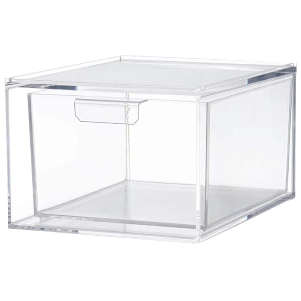 

Drawer Storage Box Desktop Organizer Plastic Containers for Jewelry Crafts Stacking Transparent Single Layer