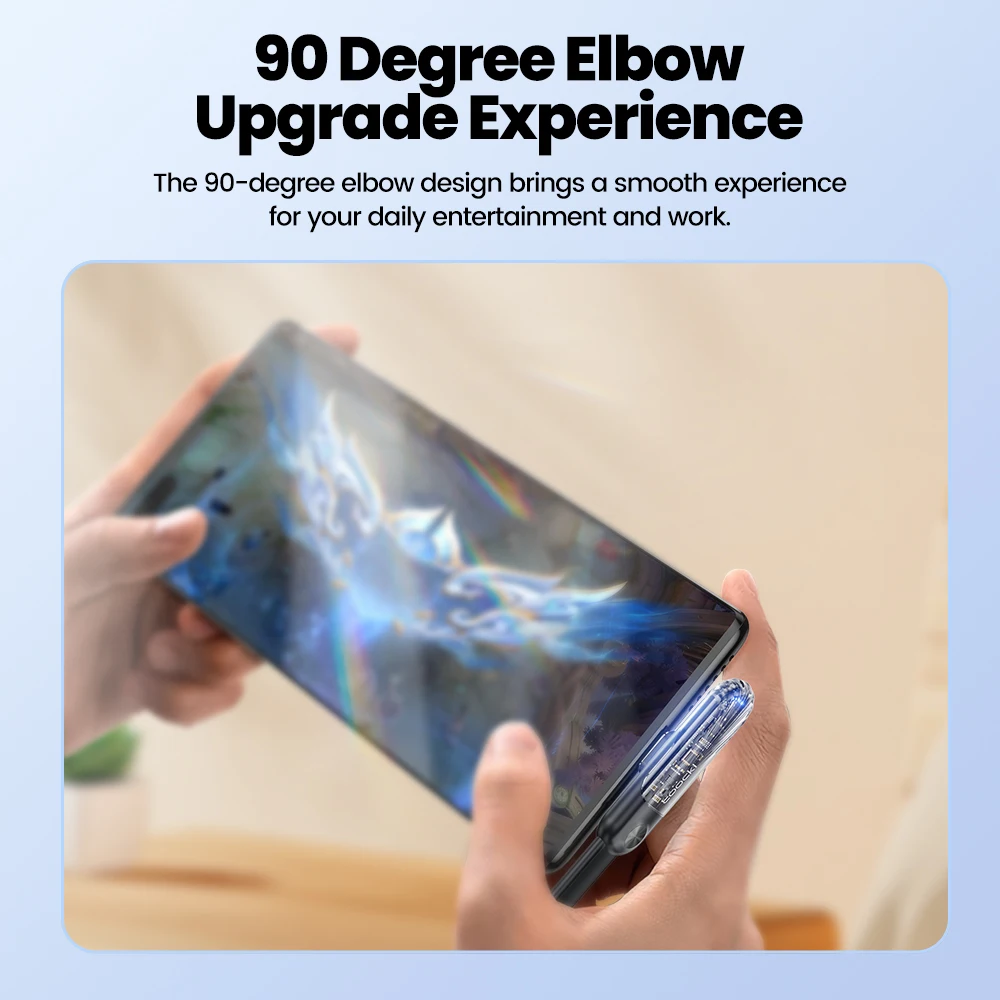 Toocki USB C To Type C Cable PD100W Fast Charger 90 Degree Angle Transparent Elbow Charging Cord Wire For Xiaomi Samsung Huawei