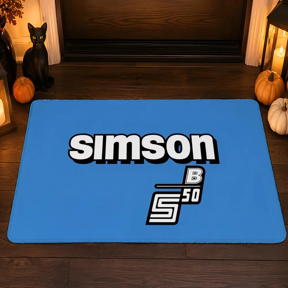 Simson Logo Floor Mat Flannel Rug Soft Non Slip Washable Door Mat For Bathroom Bedroom Kitchen Home Decor