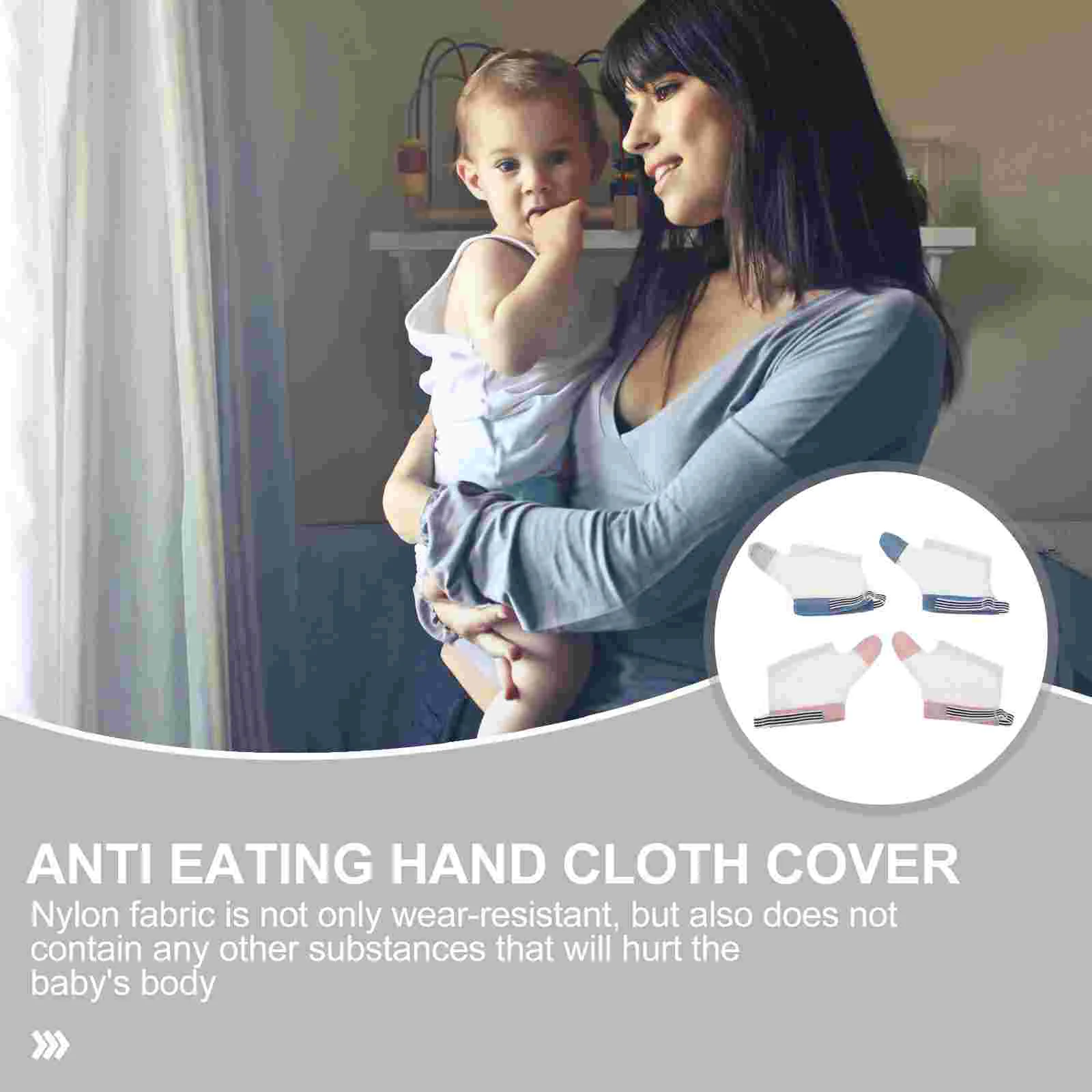 Gants anti-alimentation pour enfants, 2 paires de bavoirs, protège-doigts, protège-pouces, blanc, nouveau-né