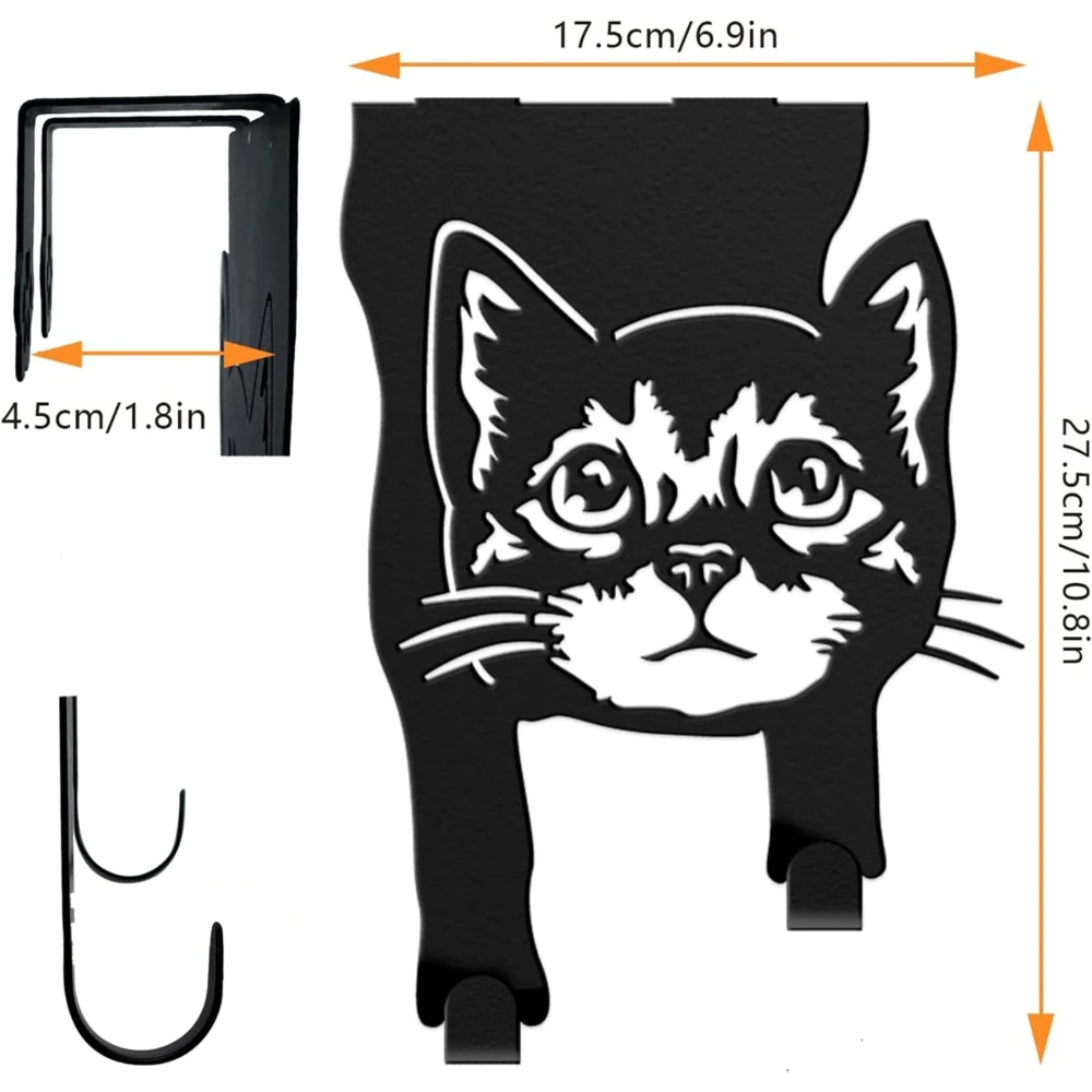 Over The Door Hangers Strong Metal Hooks with Black Coating, Stylish Storage for Home and Office, Perfect Gifts for Cat Lovers