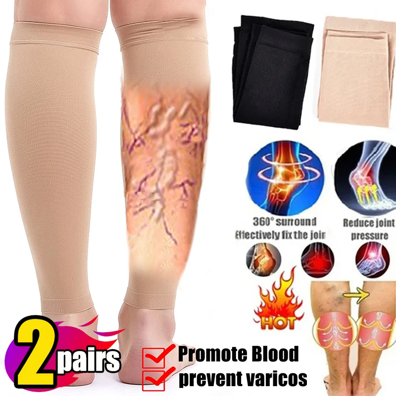 1/2 paires de chaussettes médicales pour varices, chaussettes élastiques, soutien des jambes, tibia, soulagement de la Fatigue, chauffe-jambes, manchon de Compression