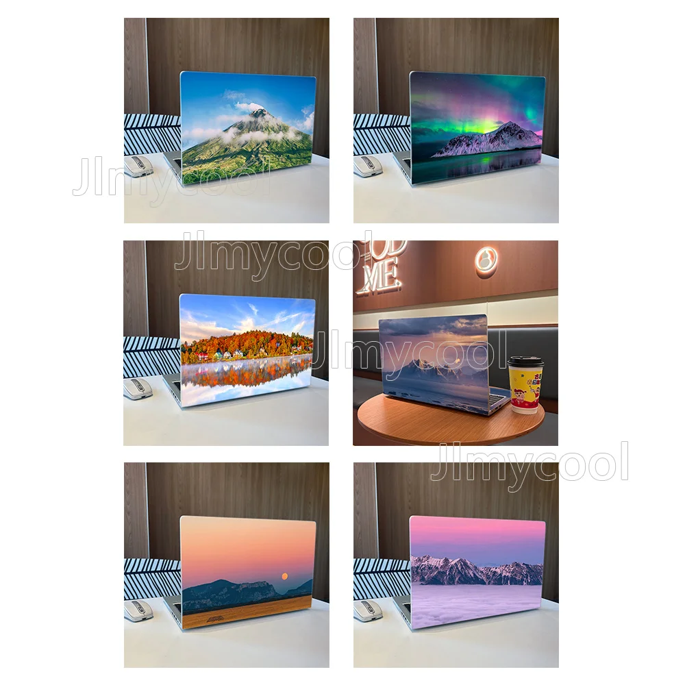 2pc Aurora Volcano Snow Mountain Reflection of The Lake notebook macbook pro sticker piel de ordenador portátil protector laptop