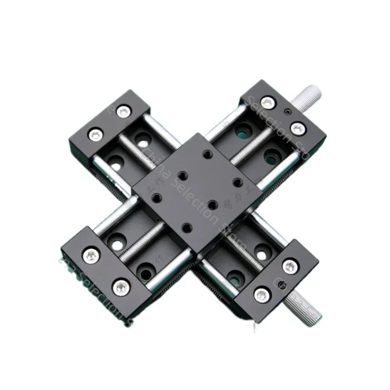 Manual Slide XY Axis Linear Optical Axis Feed Screw Cross Adjustment Table Aluminum Alloy Table 40 Ultra-thin Type