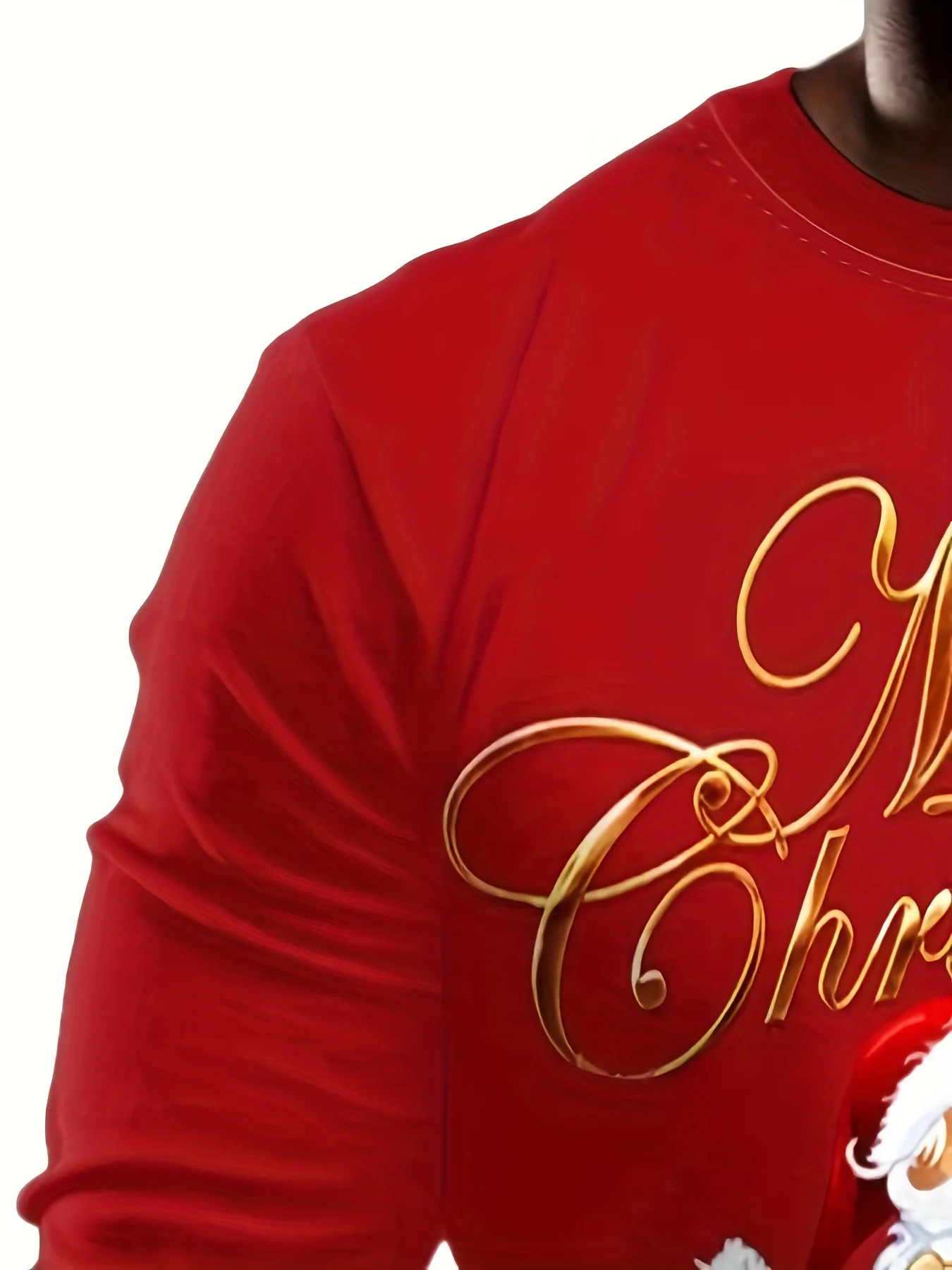 새로운 남성용 긴팔 티셔츠 산타클로스 프린트가 있는 3D 프린트 라운드 넥 긴팔 가을, 겨울 탑