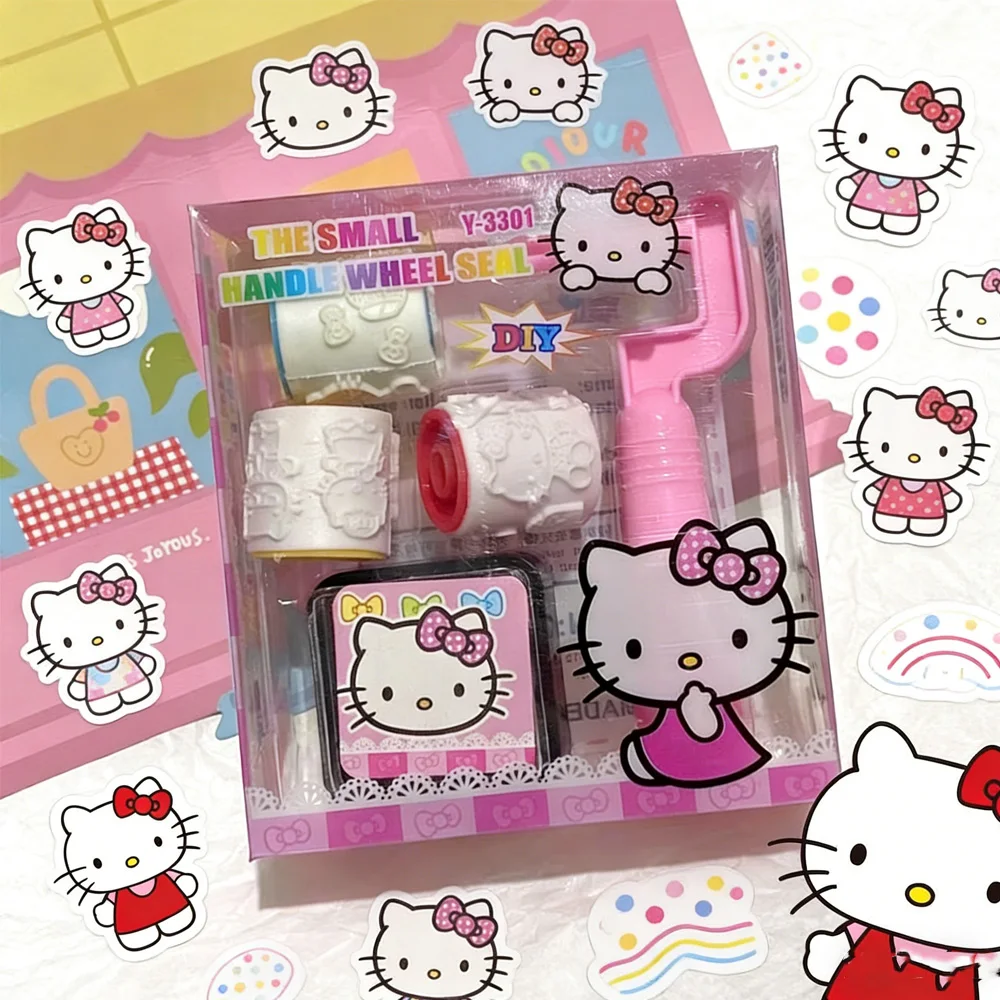 2026Hot Selling Sanrio DIY Roller Stamp Set, 3 Styles Available, Kids Educational Handmade Toy, Journal Decor Student Stationery