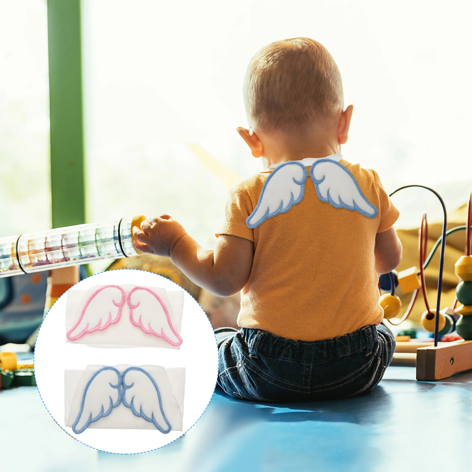 

2Pcs Angel Wings Absorbent Baby Sweat Towels Breathable Soft Multi-Layered Infant Sweat Absorbent Back Pads for Daily Use