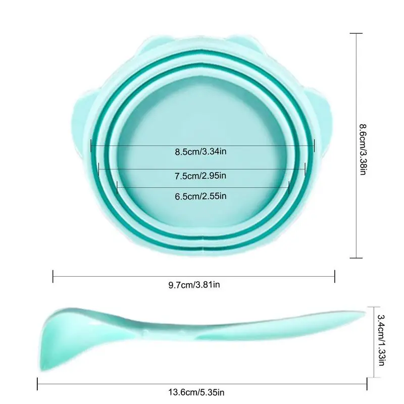 Il cibo per animali domestici in Silicone può sigillare coperchi elastici coperchi di copertura per la conservazione della freschezza con cucchiaio 3 coperchio di stoccaggio per cani e gatti di dimensioni Standard