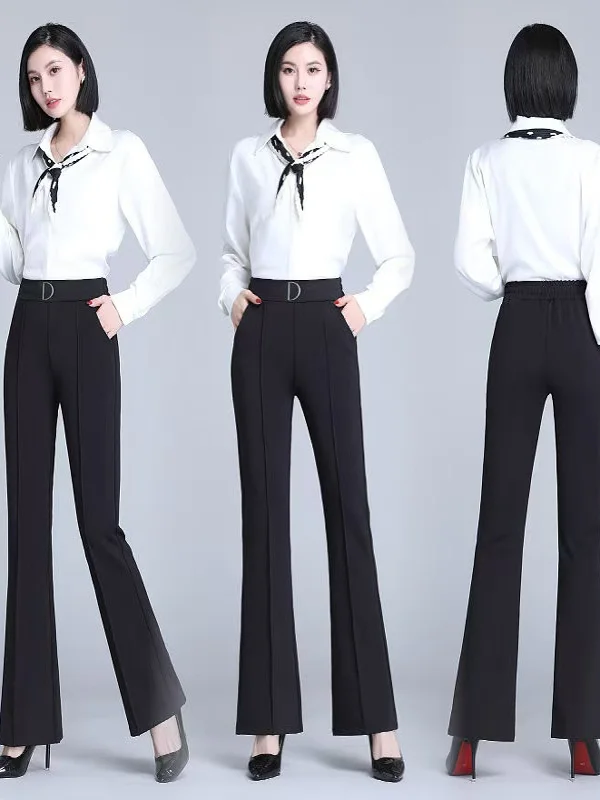 

Женские повседневные брюки Slim Fit с высокой талией, весенне-осенние, удобные, эластичные, струящиеся, стильные, для невысоких женщин