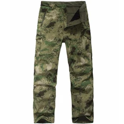 Mens Fleece Warm Casual Pants Military Tactical Camouflage Pant Shark Skin Softshell Waterproof Trousers Outdoor Hiking Pants