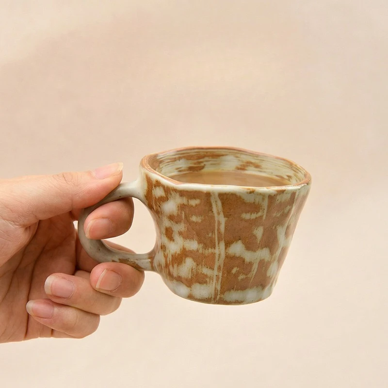 Vintage Ceramic Mug and Dish Set, Small Capacity Coffee Cup Milk Cup Tea Cup Water Cups Creative Concentrated Latte Art Cups