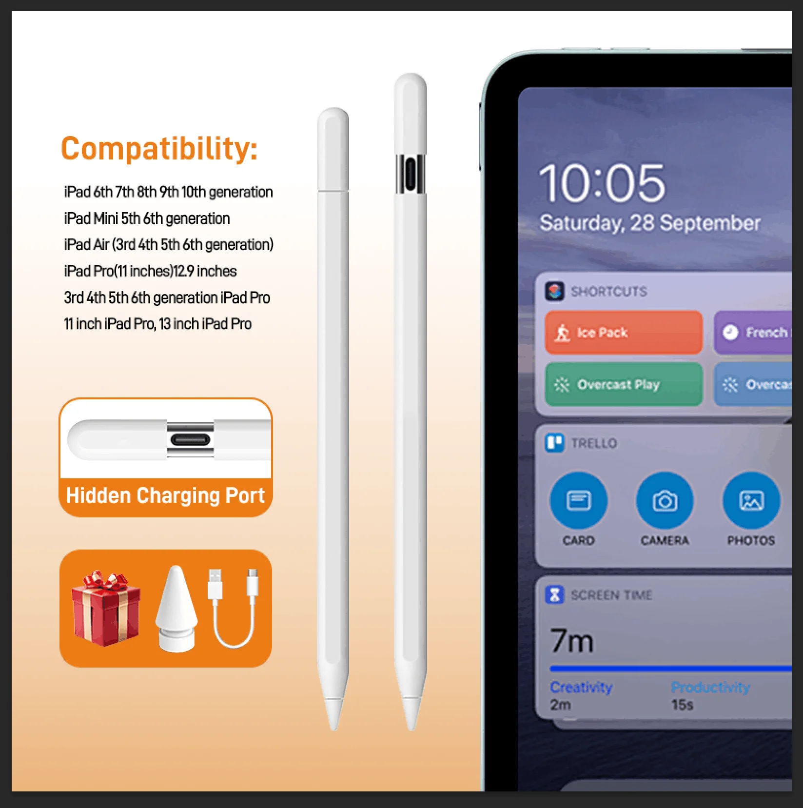 

For Apple Pencil Stylus For Ipad Pro 13 12.9 M4 Air 6 5 4 M3 M2 Stylus Pen For 10.9 10th 9th Generation Mini 5 6 Touch Pens