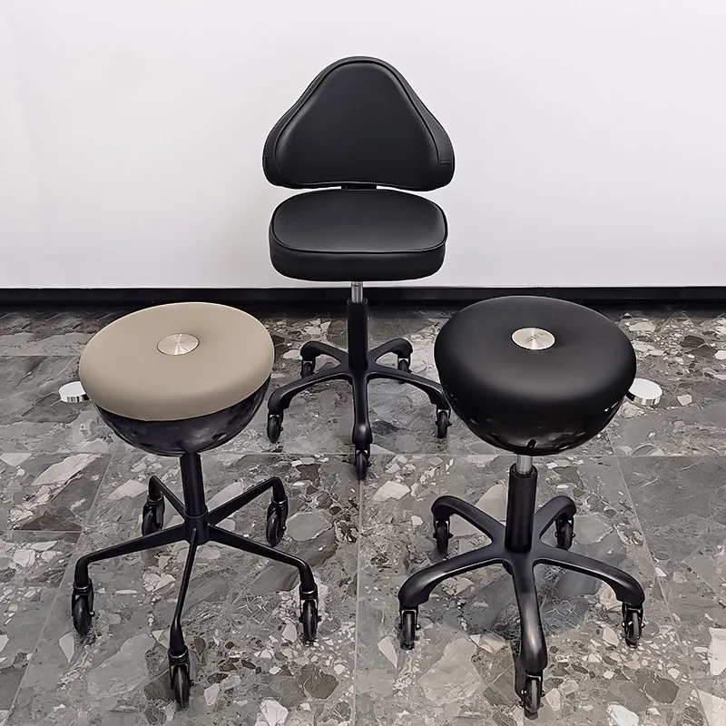 Hair Salon Special Height Adjustable Lifting Silent Pulley Modern PVC Leather Seat Work Stool Hairstylist Hair Cutting Rotating