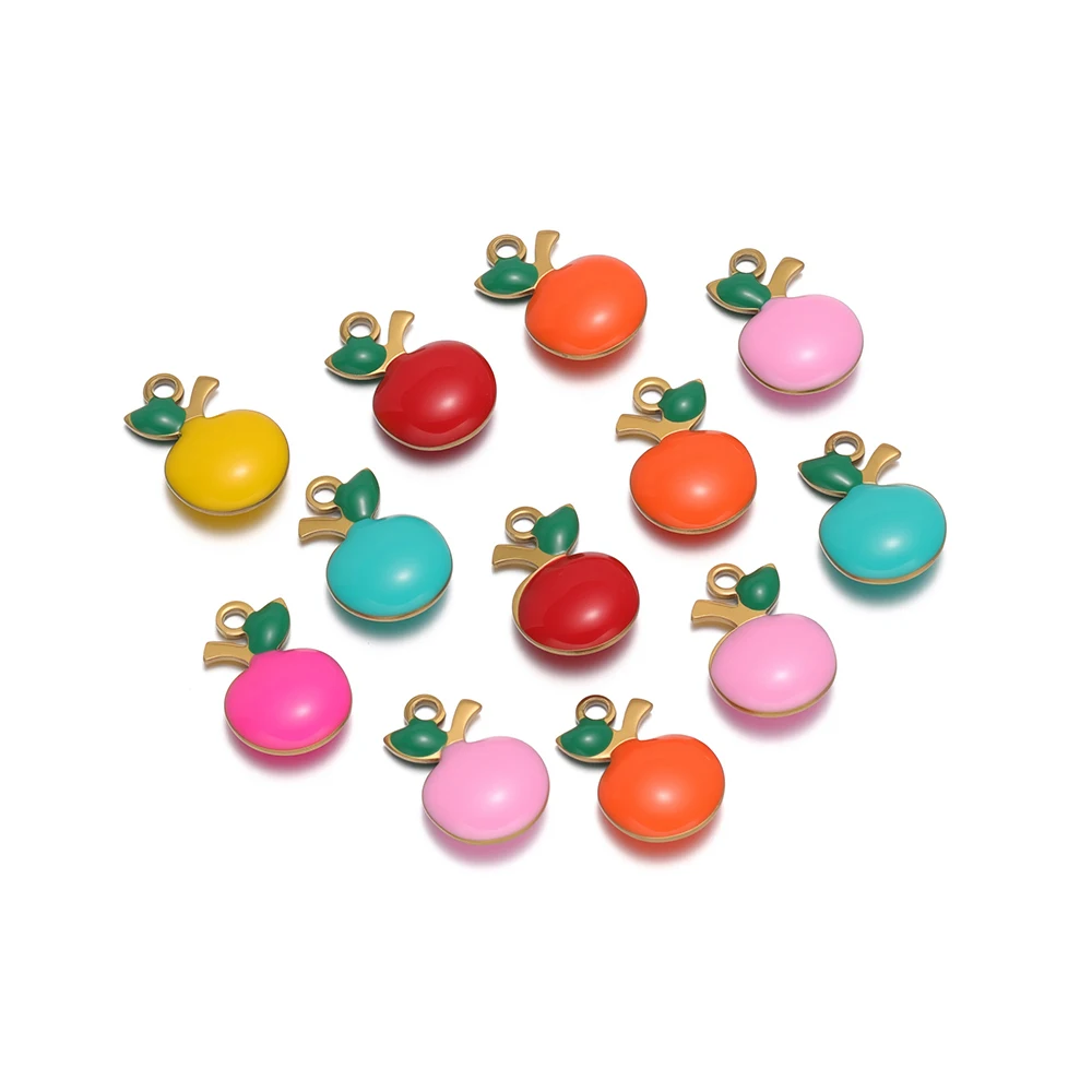 20 قطعة 304 الفولاذ المقاوم للصدأ المينا أبل سحر الفاكهة المعلقات DIY بها بنفسك لطيف النتائج مجوهرات القلائد أقراط صنع بالجملة