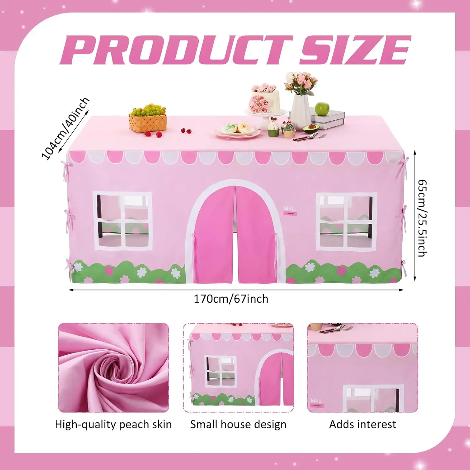10ft X 7.5ft Large Tablecloth Playhouse for Kid Table Fort Cover Table Cloth Tent Playhouse for Dining Room Birthday Indoor Out
