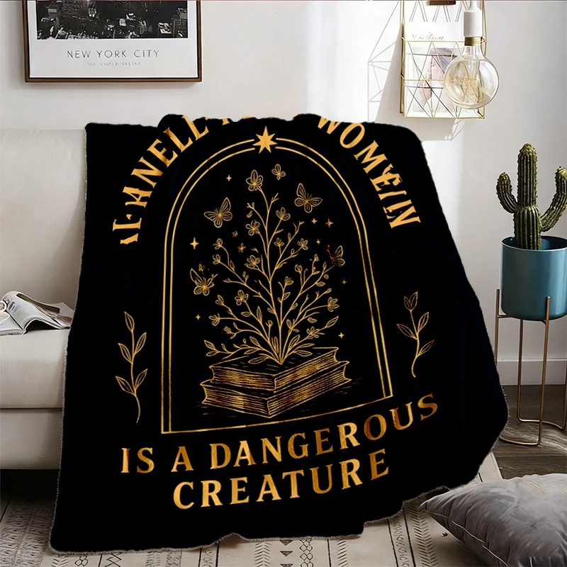 A Well Read Is A Dangerous Creature Flannel Blanket, Book Flannel Throw, Book Lover Cozy Blanket, Bookis, Celestial