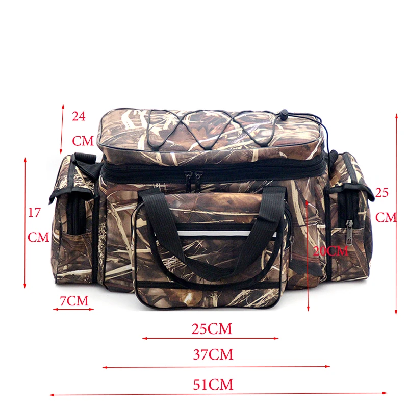 50*30*25cm Waterproof Fishing Bag Nylon Large Capacity Multi-Purpose Fishing Tackle Bag Two-Layer Outdoor Shoulder Bags