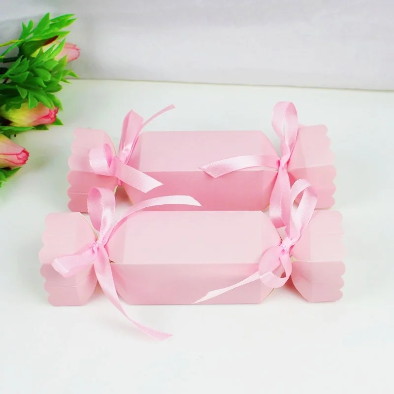 10pcs Xmas Wedding Paper Packaging Boxes Candy Box For Christmas With Ribbons DIY Sweets Chocolate Cookies Decoration Party Gift