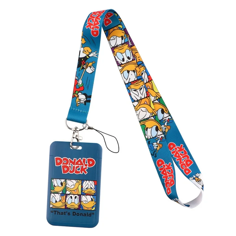 Disney Anime Cartoon PVC Card Set Student Campus Hanging Neck Bag Cute Card Set Hanging Rope ID Card Set Keychain
