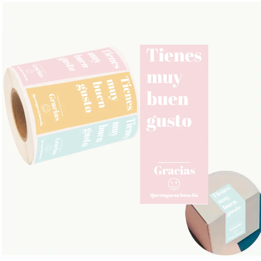 100 Pcs Spanish Thank You Stickers – 5 Color Loop, Small Business Packaging Labels, Gracias Message for Orders & Gifts