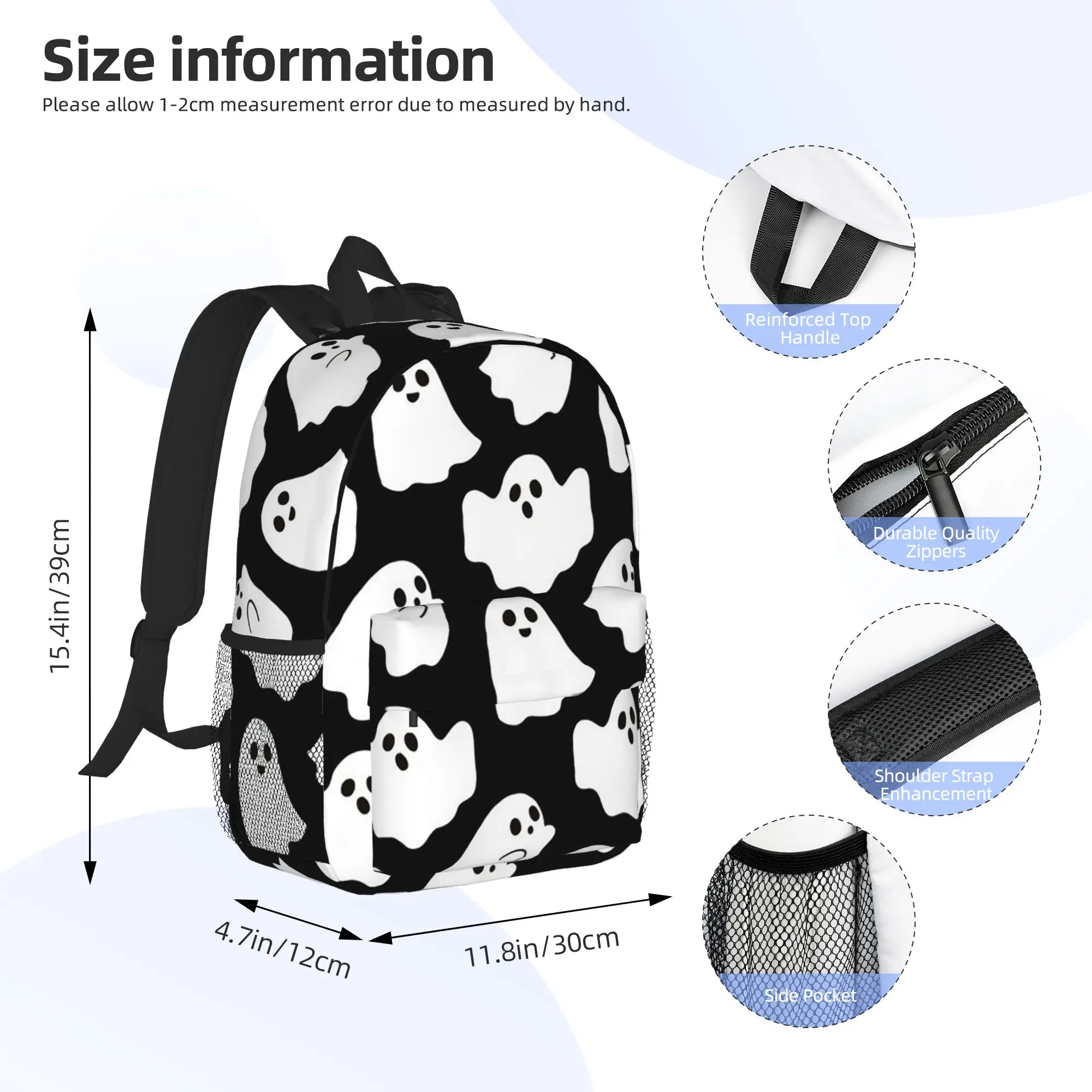 Spooky Ghost Halloween Cartoon Pattern Backpack Hot Sale Daypack Boys Girls BookBag Shoulder Bags for Men Women School Bag